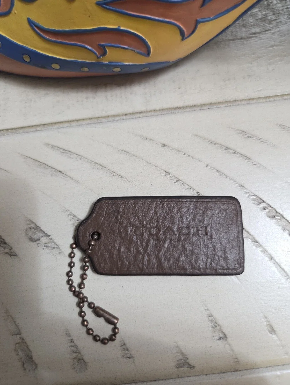 COACH Brown Leather HangTag, EUC